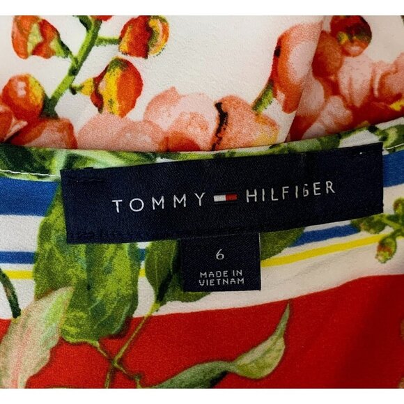 Tommy Hilfiger Women Dress  Size 6 Ivory Floral Sleeveless V Neck Smock Stretch - Picture 5 of 6